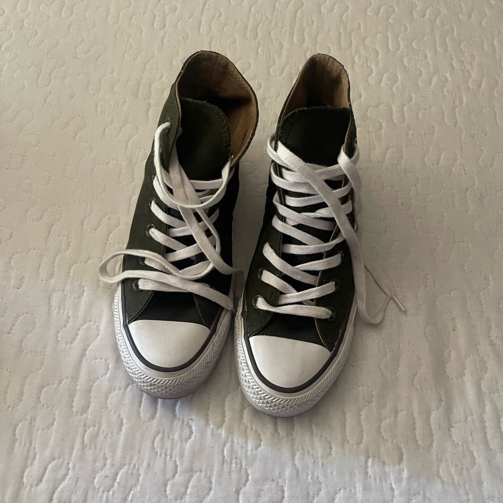 Converse Olive High-Tops with White Accents